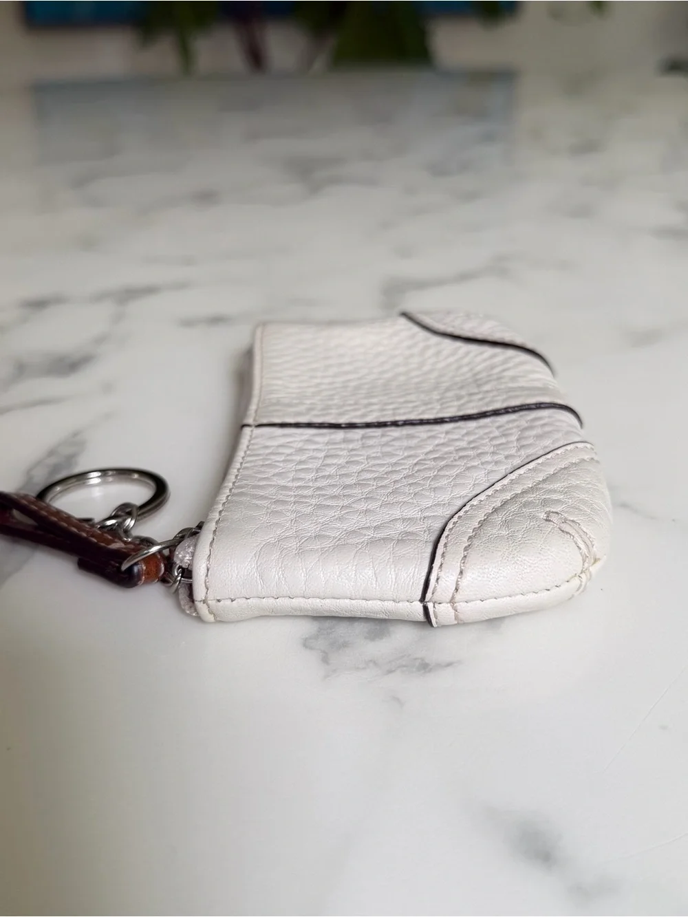 Coach Vintage Y2K Soho Pebbled Leather Medium Skinny Coin Purse Parchment Ivory